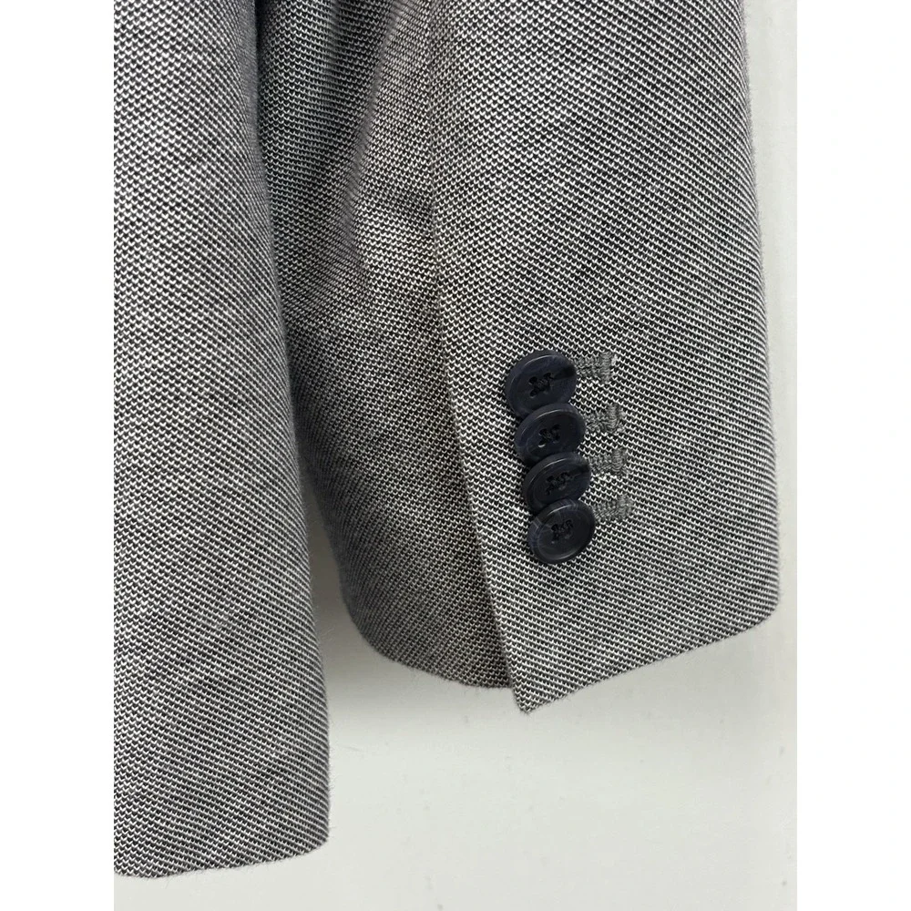Banana Republic Mens Slim Fit Gray Knit Woven 2-Btn Blazer Jacket 42S Sport Coat